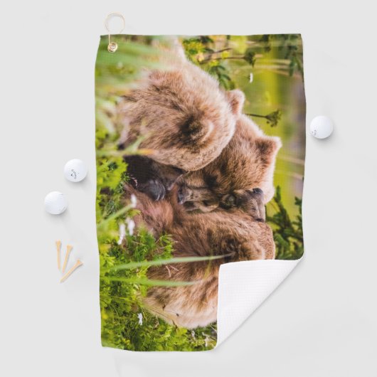 ママは彼女の2つの子供を看護するクラーク湖ナシア ゴルフタオル (インサイチュ)