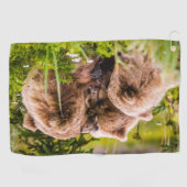 ママは彼女の2つの子供を看護するクラーク湖ナシア ゴルフタオル (横)