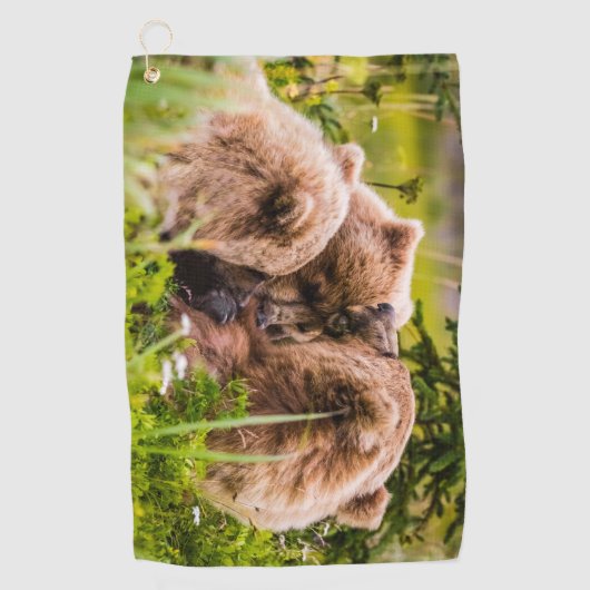 ママは彼女の2つの子供を看護するクラーク湖ナシア ゴルフタオル (正面)