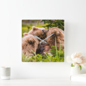 ママは彼女の2つの子供を看護するクラーク湖ナシア スクエア壁時計 (ホーム)