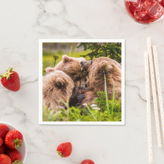 ママは彼女の2つの子供を看護するクラーク湖ナシア スタンダードカクテルナプキン (インサイチュ)