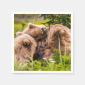 ママは彼女の2つの子供を看護するクラーク湖ナシア スタンダードカクテルナプキン (正面)