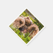 ママは彼女の2つの子供を看護するクラーク湖ナシア スタンダードカクテルナプキン (角)