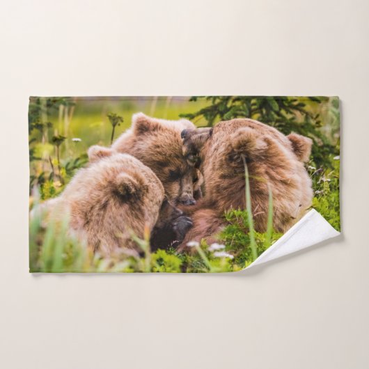 ママは彼女の2つの子供を看護するクラーク湖ナシア バスタオルセット (ハンドタオル)