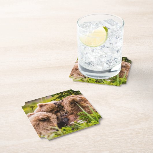 ママは彼女の2つの子供を看護するクラーク湖ナシア ペーパーコースター (インサイチュ)