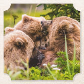 ママは彼女の2つの子供を看護するクラーク湖ナシア ペーパーコースター (正面)