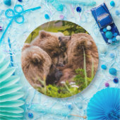 ママは彼女の2つの子供を看護するクラーク湖ナシア ペーパープレート (パーティー)