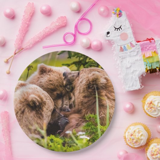 ママは彼女の2つの子供を看護するクラーク湖ナシア ペーパープレート (パーティー)