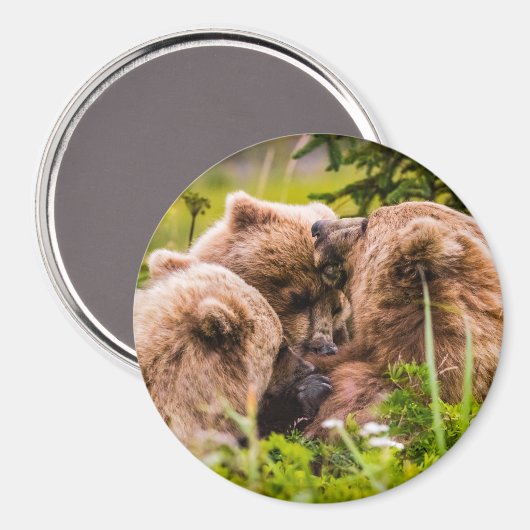 ママは彼女の2つの子供を看護するクラーク湖ナシア マグネット (正面/裏面)