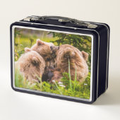 ママは彼女の2つの子供を看護するクラーク湖ナシア メタルランチボックス (裏面)