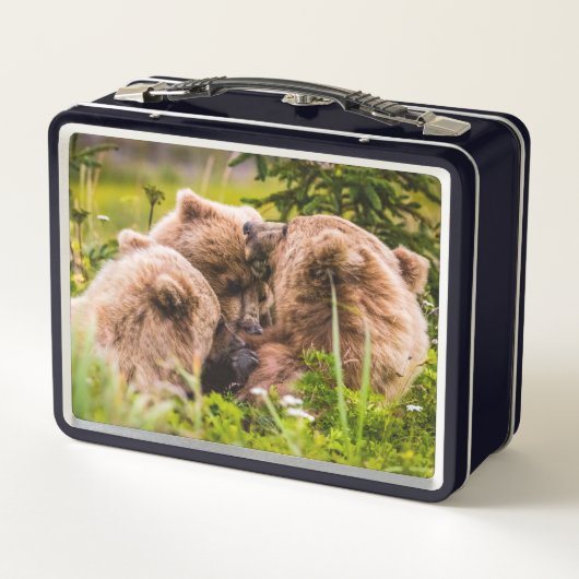 ママは彼女の2つの子供を看護するクラーク湖ナシア メタルランチボックス (裏面)