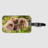 ママは彼女の2つの子供を看護するクラーク湖ナシア ラゲッジタグ (正面横)