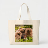 ママは彼女の2つの子供を看護するクラーク湖ナシア ラージトートバッグ (正面)