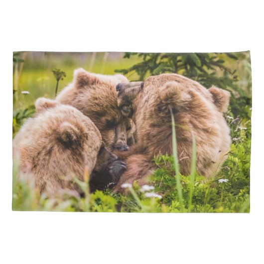 ママは彼女の2つの子供を看護するクラーク湖ナシア 枕カバー (裏面)