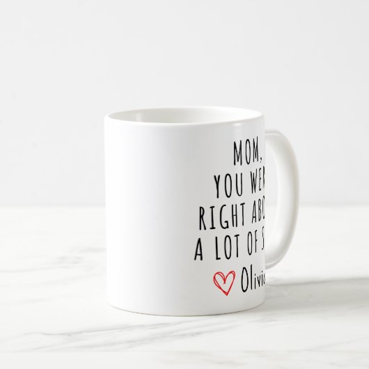 ママは正しかった、ママおもしろいへのプレゼント コーヒーマグカップ (正面右)