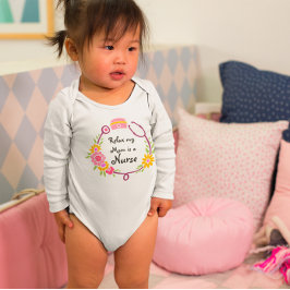 ママは看護師 フラワーステソスコープでリラックス ベビーボディスーツ