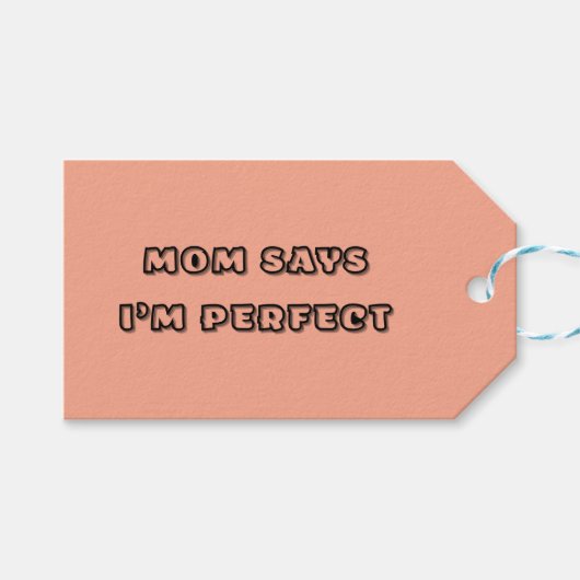 ママは私が完璧だと言う – ベビー引用文 ギフトタグ (正面(横))