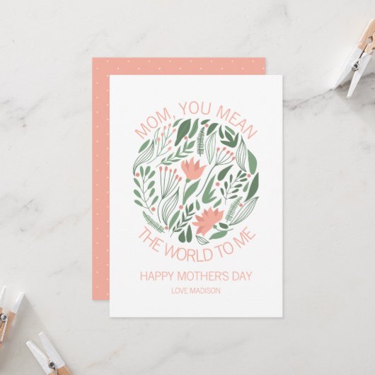 ママは私にとって世界の母のデイカード カード (正面/裏面インサイチュ)