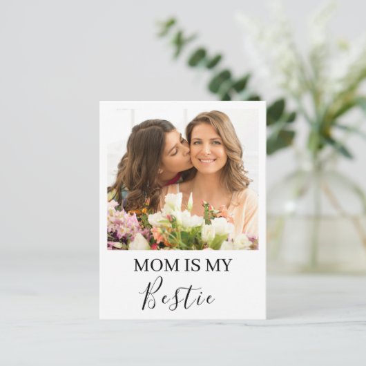ママは私のベストフレンド - 名前と写真のオリジナルプレート ポストカード (スタンド正面)