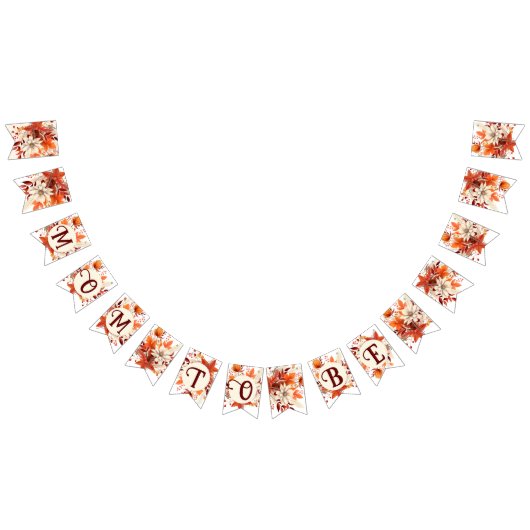 ママは秋フローラ葉の赤ちゃんシャワー バンティングフラッグ (全)