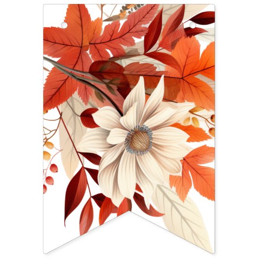 ママは秋フローラ葉の赤ちゃんシャワー バンティングフラッグ (第2の旗)