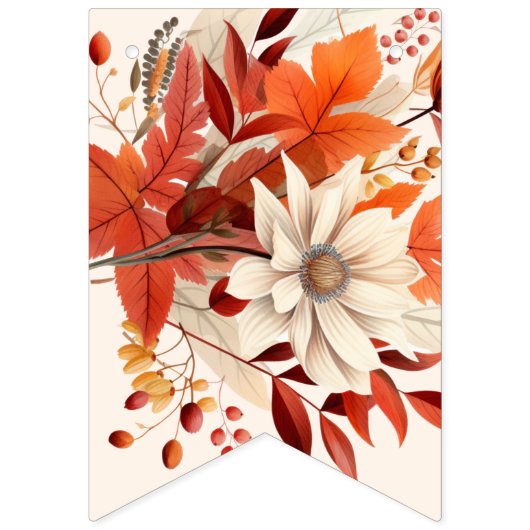 ママは秋フローラ葉の赤ちゃんシャワー バンティングフラッグ (第1の旗)