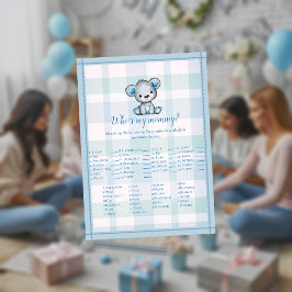 ママは誰?かわいいグレーくま男の子シャワーパーティゲーム 招待状