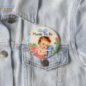 ママは赤ちゃんのシャワーのボタンとヴィンテージグラフィック 缶バッジ (インサイチュ)