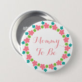 ママは赤ちゃんシャワーピンクブルーフローラ 缶バッジ (正面&裏面)