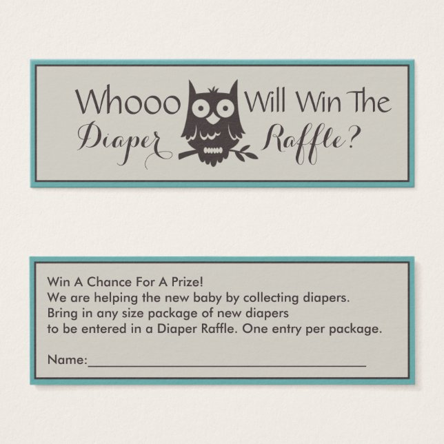 ママは赤ちゃんシャワーフクロウおむつラッフル (正面&裏面)