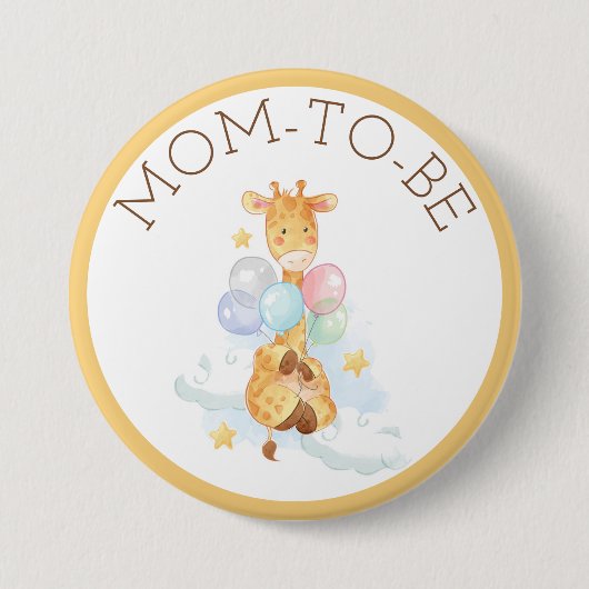 ママは赤ちゃんシャワーGiraffeボタン 缶バッジ (正面)