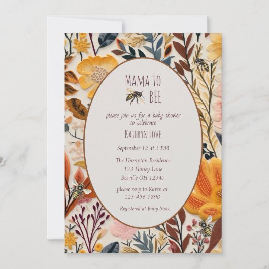 ママは野生の花のヴィンテージの赤ちゃんシャワー 招待状 (正面)