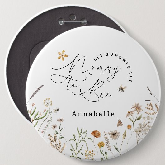 ママは野生の花の赤ちゃんシャワー 缶バッジ (正面&裏面)