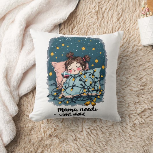 ママは静かな夜を必要としています クッション (ブランケット)