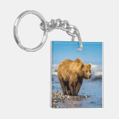 ママは2人の子どもたちを見ている キーホルダー (正面左)