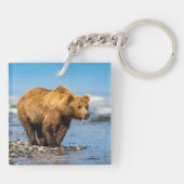 ママは2人の子どもたちを見ている キーホルダー (裏面)