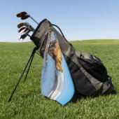 ママは2人の子どもたちを見ている ゴルフタオル (グリーン)