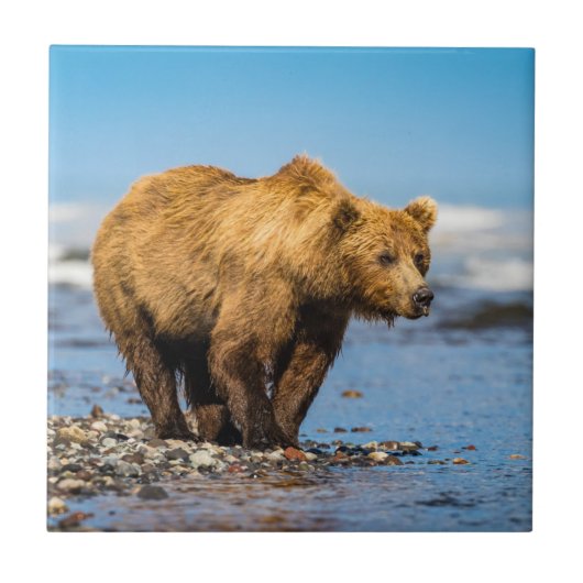 ママは2人の子どもたちを見ている タイル (正面)