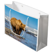 ママは2人の子どもたちを見ている ラージペーパーバッグ (正面アングル)