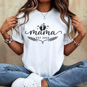 ママは2026年誕生予定 新しいママの妊娠発表 Tシャツ