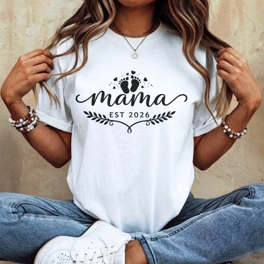 ママは2026年誕生予定 新しいママの妊娠発表 Tシャツ