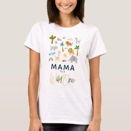 ママは「ワイルドワン」サファリジャングルベビーシャワーの仲間 Tシャツ