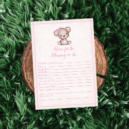 ママへのアドバイス かわいいクマちゃんの女の子のベビーシャワー ゲーム カード