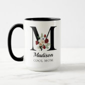 ママへのエレガントな花のイニシャルカスタムマグギフト マグカップ (左)