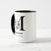 ママへのエレガントな花のイニシャルカスタムマグギフト マグカップ (正面左)