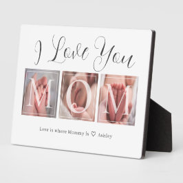 ママへのギフト 3枚の写真コラージュ ブロック プラーク