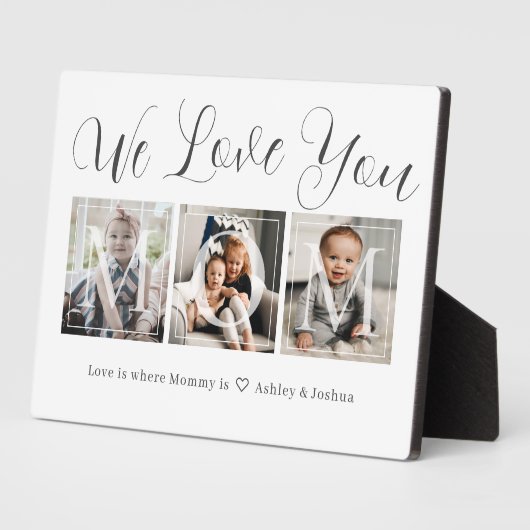 ママへのギフト 3枚の写真コラージュ プレート フォトプラーク (側面)