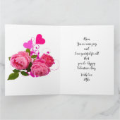 ママへのバレンタイン ローズとハートのグリーティング カード (内部)