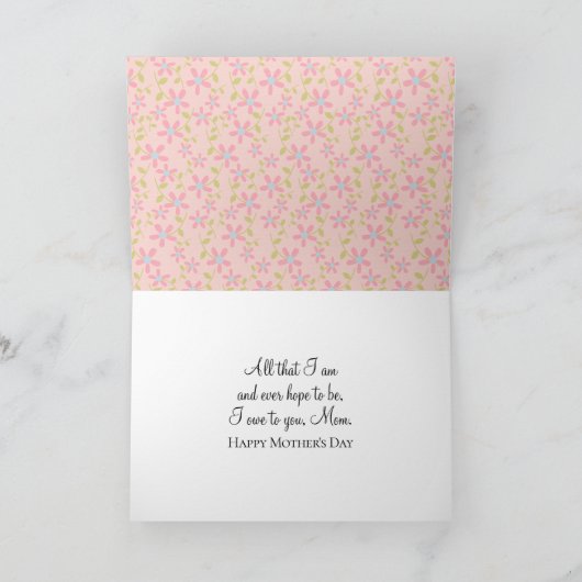 ママへのピンクのステックガール カード (内部)