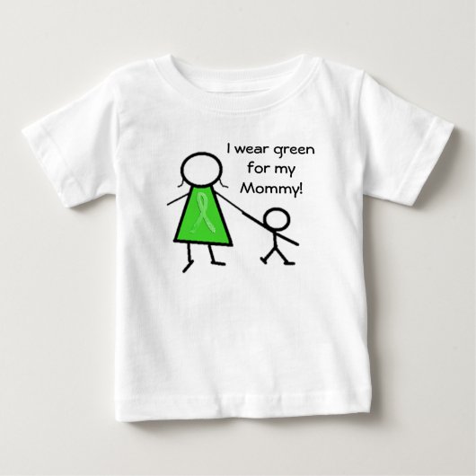 ママへのプレゼントで緑の服を着てる ベビーTシャツ (正面)